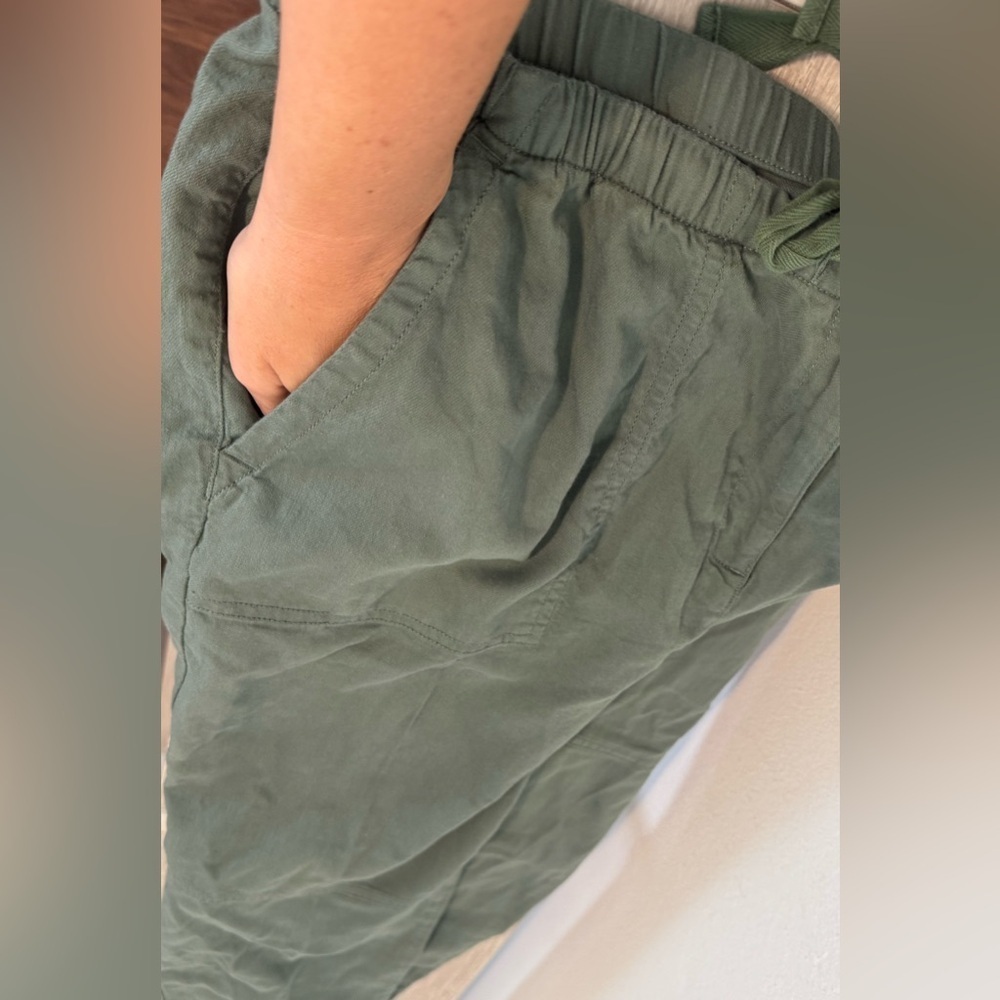 EILEEN FISHER Soft Organic Cotton Twill Drawstring Cropped Pants Relaxed Large - Picture 4 of 10